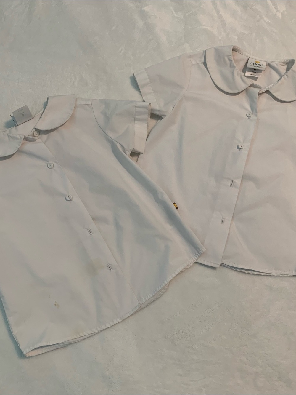 Dennis Uniform White Peter Pan Collar Girls' Shirt x 2